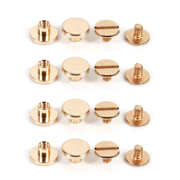 10 Set 5mm 6mm 5mm 8mm Solid Mässingsknapp med Skruvspik för Läder DIY Bälte Guld