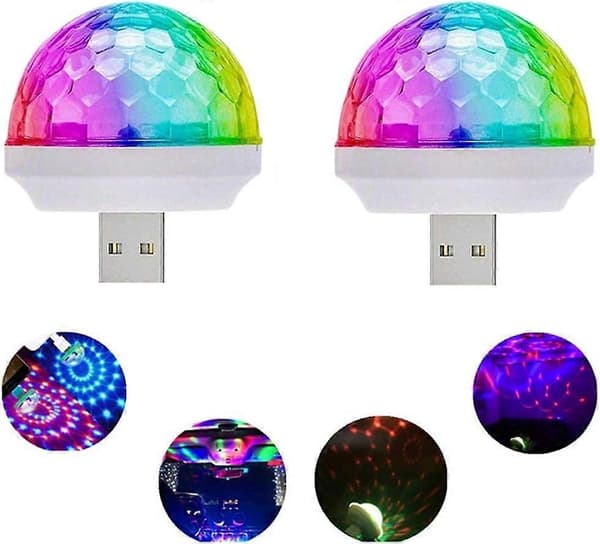 USB Mini Diskokugle Festlys, Lydaktiverede DJ Scene Strobelys, Bærbart LED Bil Atmosfærelys til Julegave, Fester, Bar 3 Packs