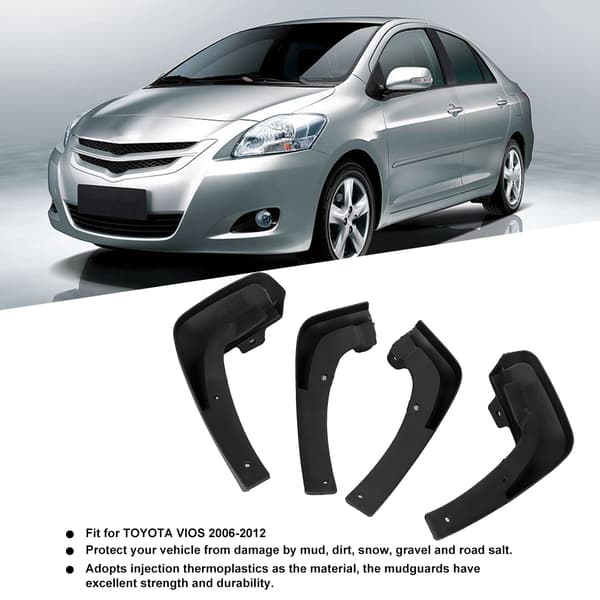 4 Plastiske Sprutbeskyttere Mud Flaps for TOYOTA VIOS 2006 2012