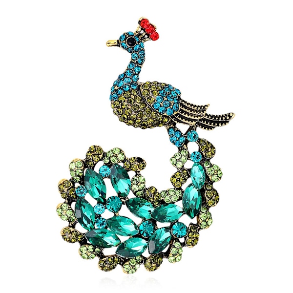 Påfugleformet broche Farverig Rhinestone Lapel Pin Bag Tøj Dekoration