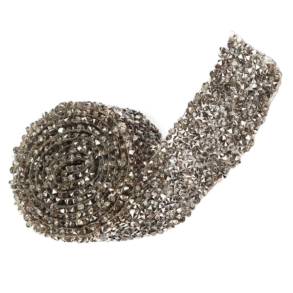 Grå Sparkle Crystal Rhinestone Ribbon Decoration, 1 Yard, 30mm