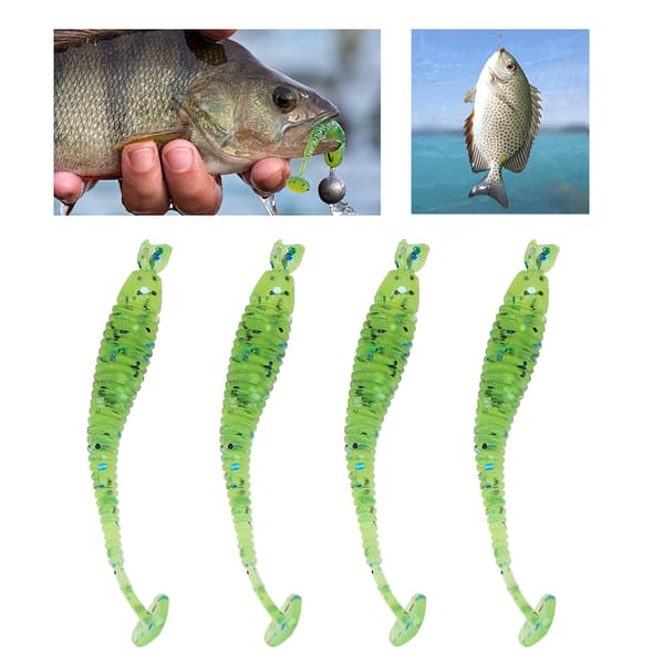 50 stk. 5 cm bløde plastikfiskelokker T-hale Grub Orme Agn Cyan Tackle