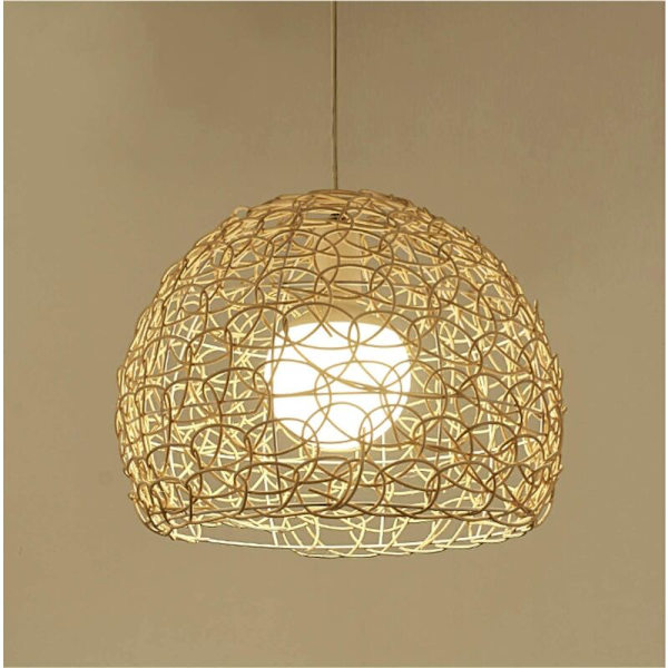 Diameter 25CM restaurant lysekrone bambus hamp bold fuglerede rattan lampe Dekorativ bambus rattan lysekrone Loft