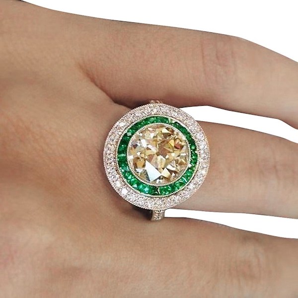 Muoti Naisten Iso Pyöreä Monivärinen Cubic Zirkonia Kihlasormus Korut US 7