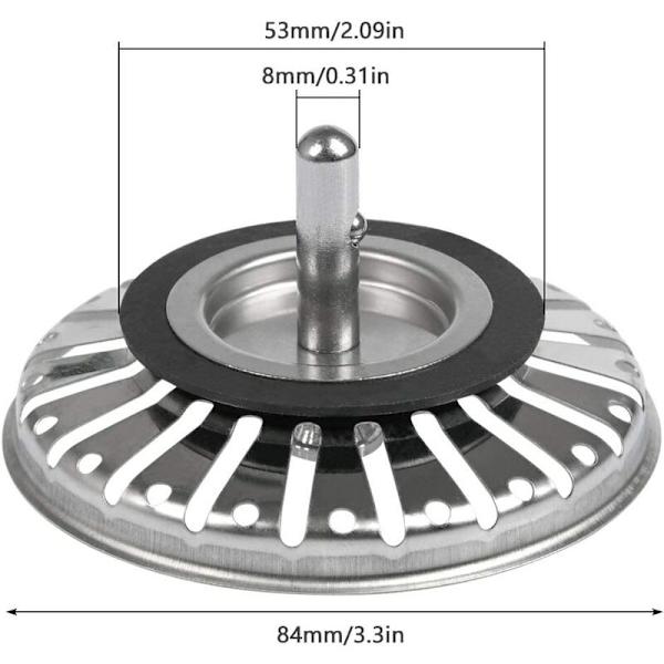 2 stk Vask si/vaskprop Vaskprop hul Køkken/badeværelse si Diameter 84mm med kugleende, rustfrit stål