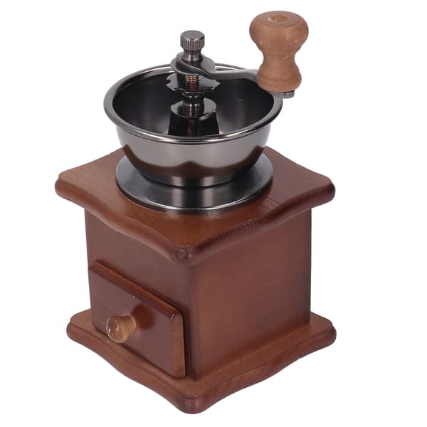 Manuell Retro Kaffekvern i Tre Rustfritt Stål Burr Klassisk Stil