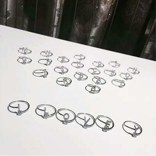 Ring Justerbar Open End Koppar Brev Kvinnor Finger Smycken För Dejting V