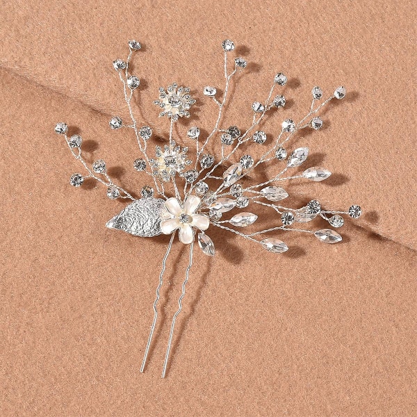 Silver Leaf Diamond Hiusneula Päähine Kampa Takakampa Hiustarvikkeet Morsiushäähiusten koristelu