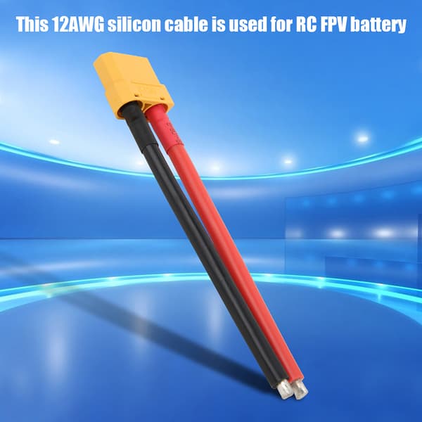 XT90 Han-stik med 12AWG 110mm Silikontråd Tilbehør til RC FPV Modelbatteri (Sort rød)
