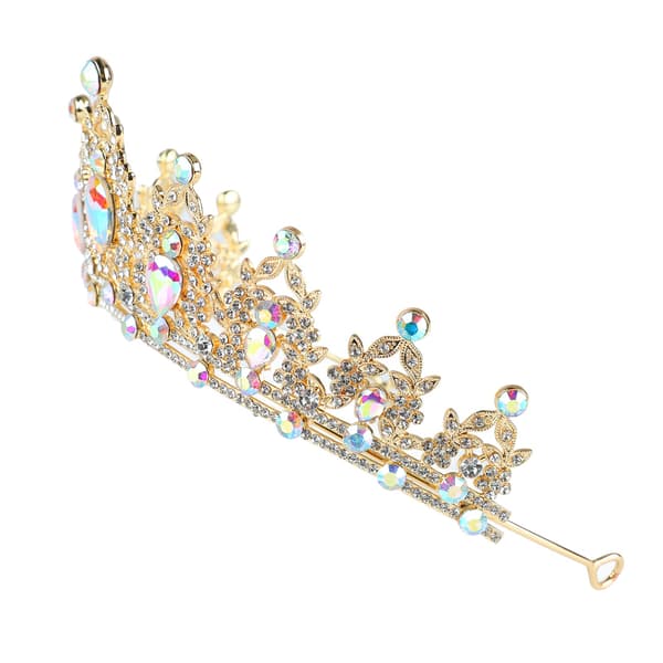 Guldpläterad strass retro halvcirkel tiara håraccessoar för bröllopsfest