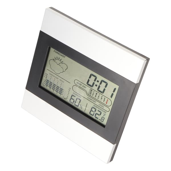 Digital Väderklocka Temperatur Luftfuktighet Display Aluminiumfodral Skrivbord Väggmontering Väckarklocka