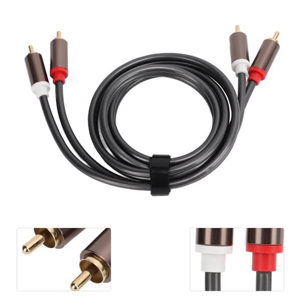 2 stk RCA-kabler, 2 til 2 AV 4-hodet effektforsterker lydkabel for subwoofere, 1 meter lang
