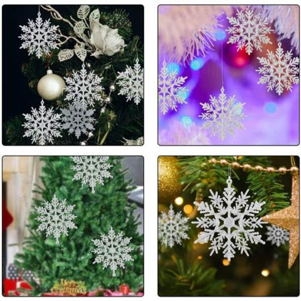 20 stk juledekorative snefnug til juletræ - Diameter: 10cm - Sølv