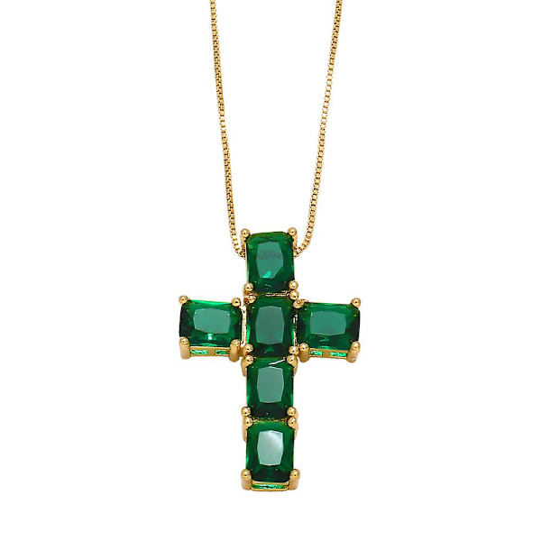 Halskæde Vintage Zircon Cross Fashion Jewelry Ac10020 Pink