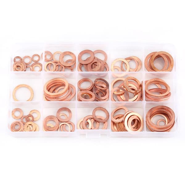 150 st 15 storlekar Kopparpackning Sorteringsset Kit med låda