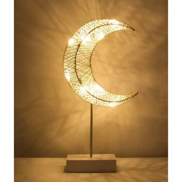Dekorativ bordslampa, batteridriven månformad LED-sänglampa, nattbelysning Varmvitt ljus, dekoration för Hom