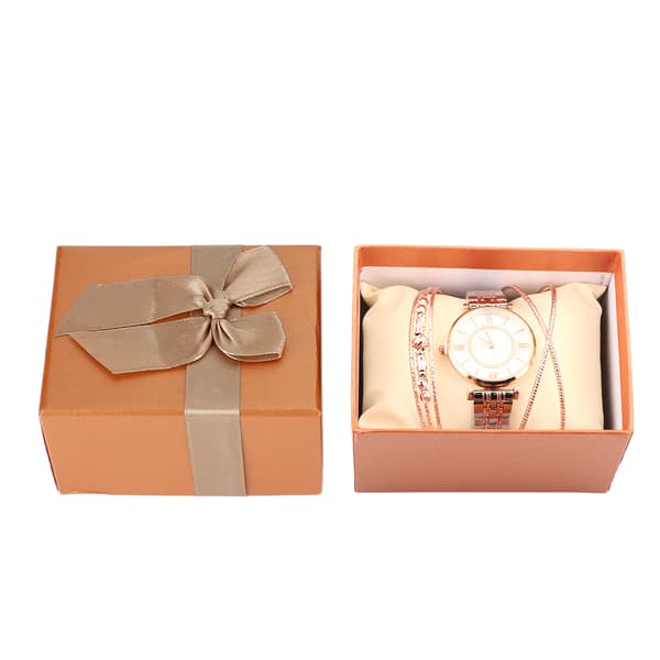 Damklocka Set Mode Smycken Present Armbandsur Armband Fest Födelsedag Silver Rosa Vit