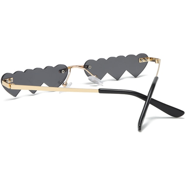 Hjerte til hjerte mode solbriller Metal stelløse sjove solbriller (grå blade med guld stel),
