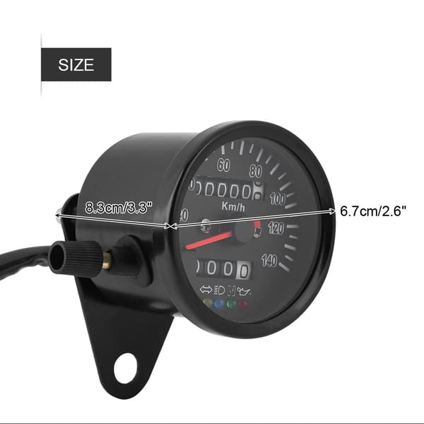 60mm Sort Motorcykel Odometer Speedometer Måler med indikator
