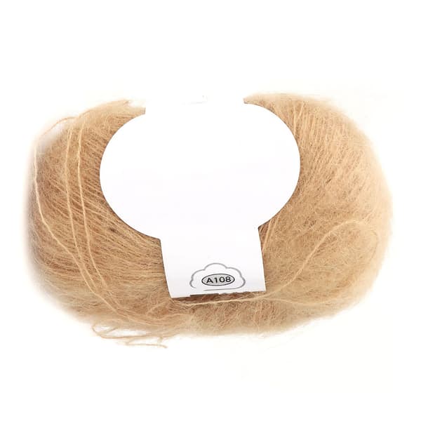 Mykt mohairstrikket ullgarn - Long Angora Pashm (Khaki)