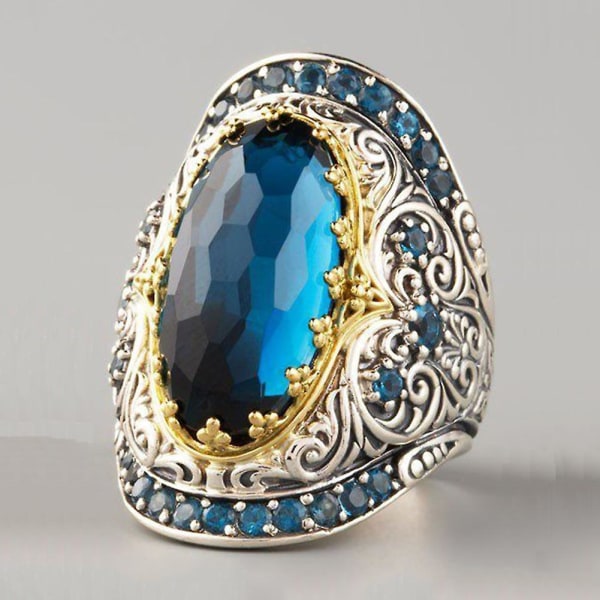 Klassisk snidning Oval Cubic Zircon Lyx Party Man Kvinna Smycken Finger Ring US 10