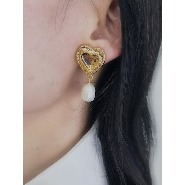 Örhänge Pearl Heart Stud Modesmycken Ac6155
