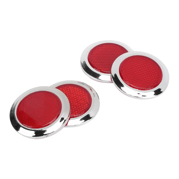 4 ST Röda ABS Krom Trim Reflektor Motorcykel Bil Säkerhetsskydd