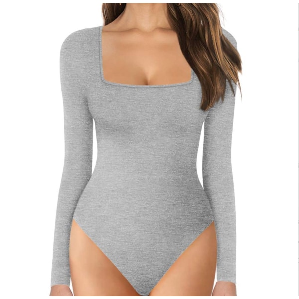 Kvinnors scoop neck kortärmad långa bodysuit jumpsuits M