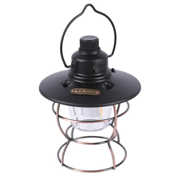 Bærbar multifunktionel LED teltlampe til camping (sort)