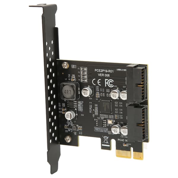 PCIe till USB 3.2 expansionskort 5Gbps höghastighets dubbelport 19PIN frontpanel Riser-kort svart