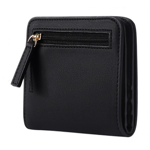 Kvinnors Compact Bifold lyxig plånbok i äkta läder black