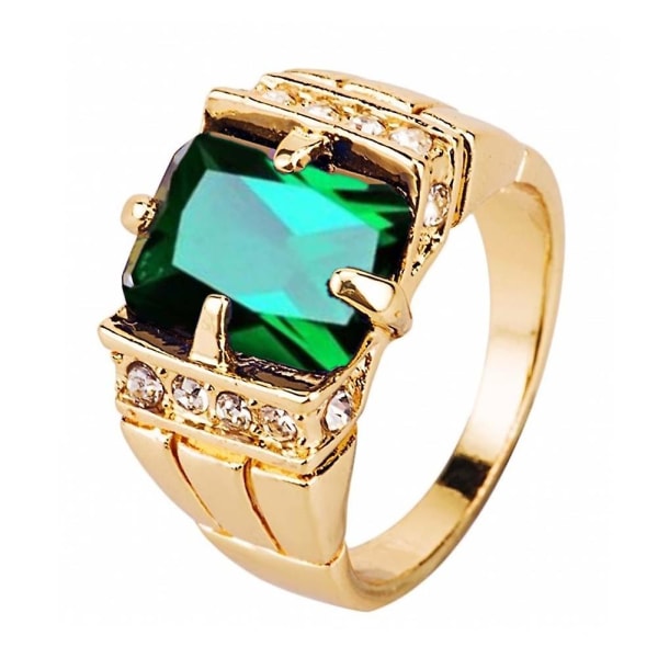 Luksus Mænd Firkantet Cubic Zirconia Rhinestone Finger Ring Bryllupssmykker Gave Green US 9