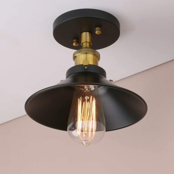 Retro taklampa med metallskärm, bondgårdstaklampa för hall loft köksbar med LED-lampor (typ A)