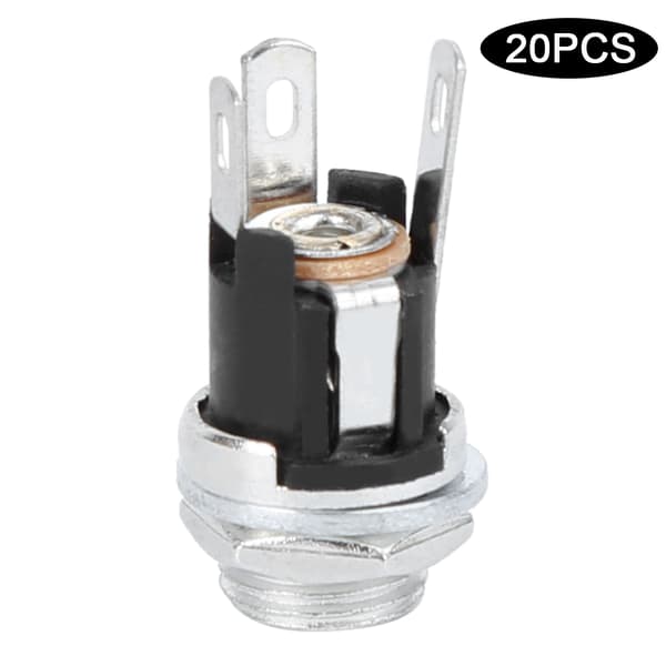 20A DC Strömförsörjning Hona Jack med 5,5x2,1mm Gängad Mutter Panelmontering DC025M
