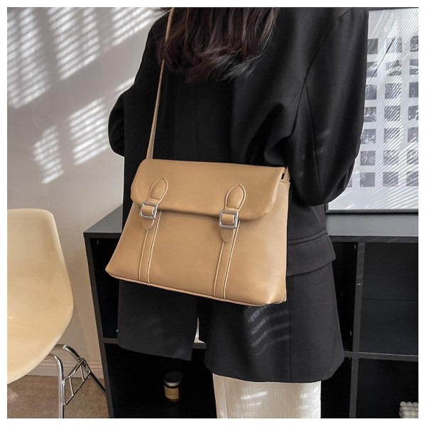 Retro Trend Messenger Bag Fashion Square Bag Suuri olkalaukku (khaki)