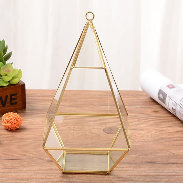Geometrisk Transparent Glas Blomlåda Ringbox Bröllop Smycken Förvaring Heminredning