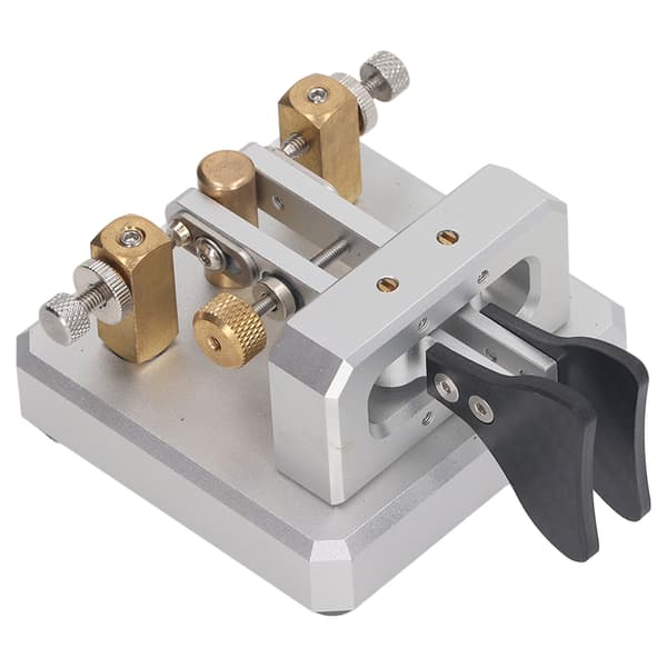 Morse Code Key Dubbel Paddel Automatisk CW Kortvåg Telegraf Tapper Träning Silver