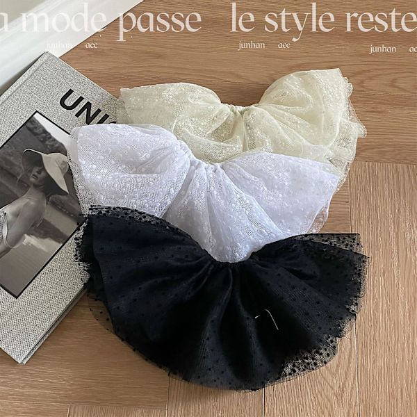 Mesh Polka Dot Girl Ponytail Ylisuuri hiussormus Joustavat hiussolmiot tytölle Milky Small