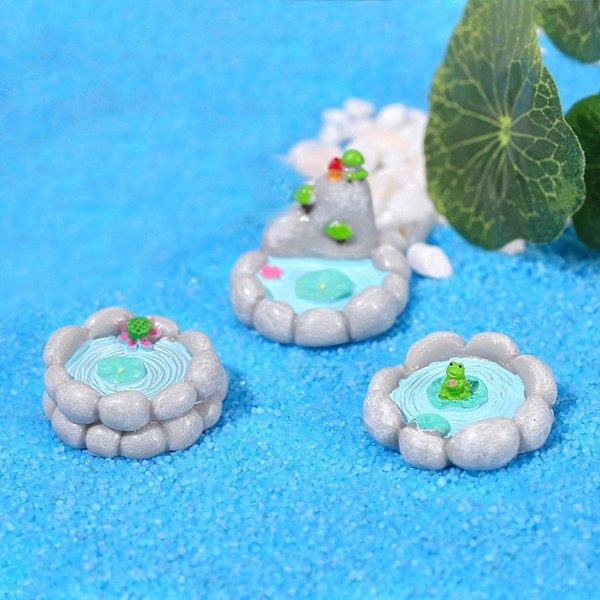 3 X 3 st Poolprydnad Anti-blekning Splittersäker Halkfri bas Hög simulering Lotusblad Blomsterdamm Staty Micro Landscape Supply