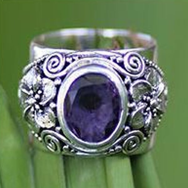 Bred snidad unisex Lyxig lila Faux Crystal Finger Ring Smycken Accessaries US 9