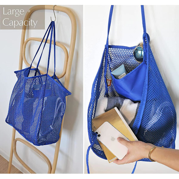 Mesh Beach Tote Dame Skulder Håndtaske A916-624 Blue