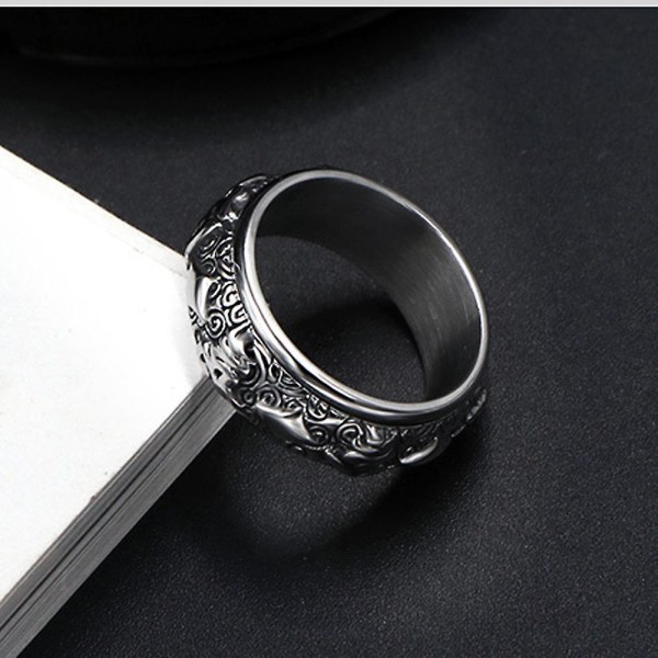 Buddhism Design Roterande Bred Finger Ring Man Charm Smycken Dekoration Gift US 10