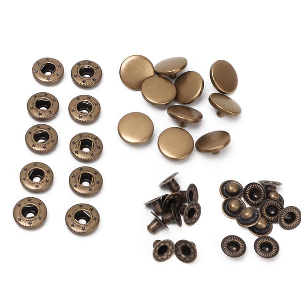 15 mm metalltrykknapper med trykknapper - sett med 10 stk