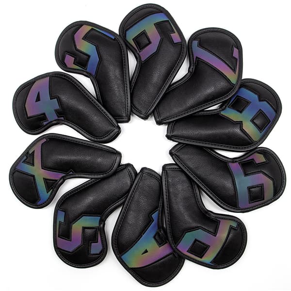 10 Jern Head Covers Vanntett PU Lær Golfkølle Headcovers