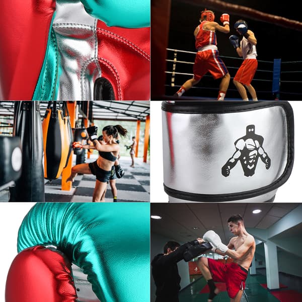 1 Par Unisex PU Boxningshandskar Sanda Punching Sparring Sandsäcksträning Handske Grön