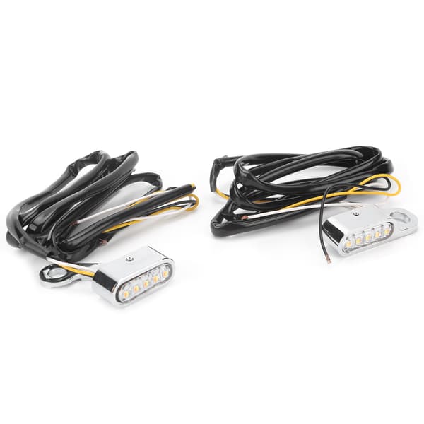 2 stk. DC12V Blinklys Motorcykel LED Indikatorlampe Passer til XL 48 72 1200 883 2004‑2020 Forkromet Sølv
