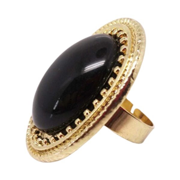 Ring Justerbar Stor Oval Inlagd Legering Natural Gem Stone Ring För Dating White