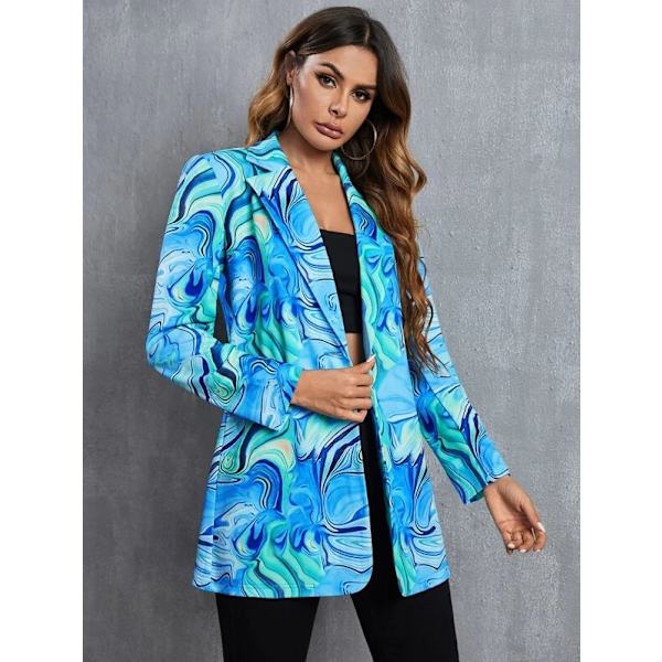 Printed kavaj för kvinnor blue M