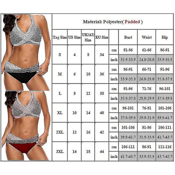 kvinnor Sommar Push Up Vadderad BH Bikini Set Baddräkt Baddräkt Beach Badkläder Black S