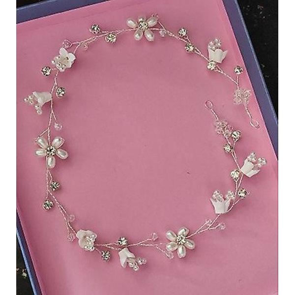 Bride Pearl Bröllop Hår Vines Blomma Pannband Hårbitar Håraccessoarer för kvinnor och flickor